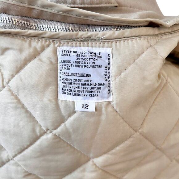 Vintage Oleg Cassini Heritage Size 12 Quilted Long Trench Coat Quiet Luxury - Picture 15 of 16